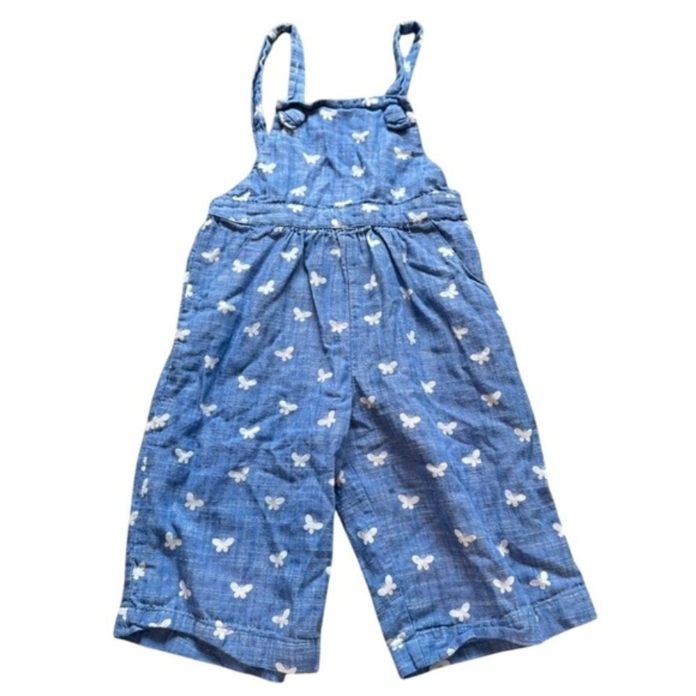 Hatley‎ Girls Size 3T Blue Gauzy Cotton Butterly Wide Leg Overall Romper Summer